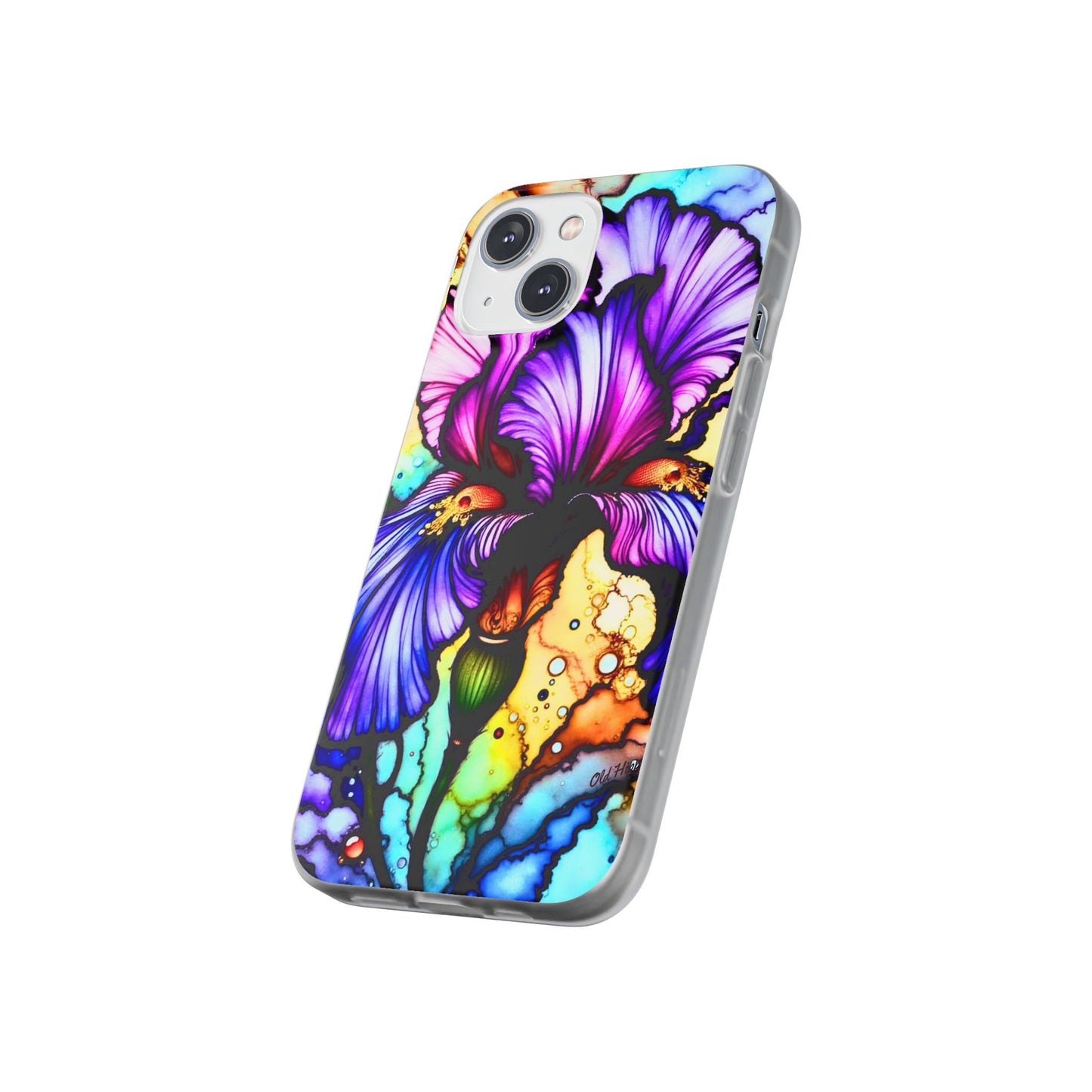 Stained Glass Iris Smartphone Case — Vibrant Purple Watercolor Phone Cover