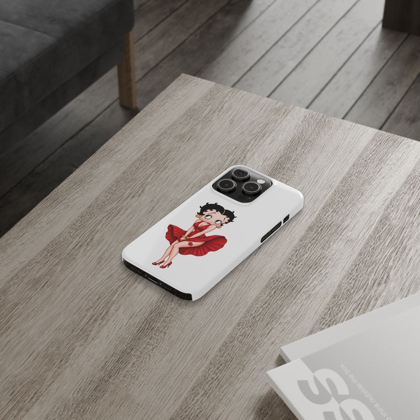 Betty Boop Red Dress Slim iPhone Case — Retro Pin-Up Cartoon Phone Cover