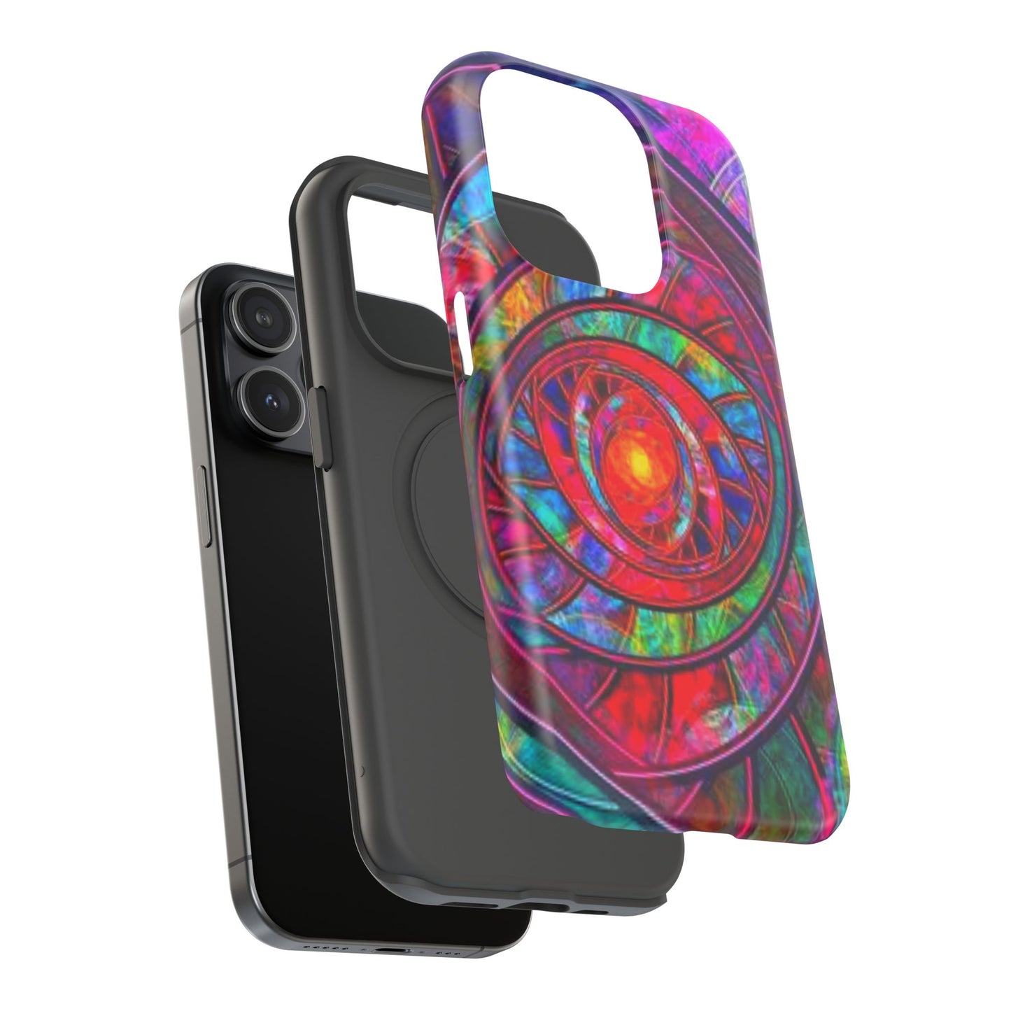 Protective Phone Case — Vibrant Abstract Mandala Impact-Resistant Design