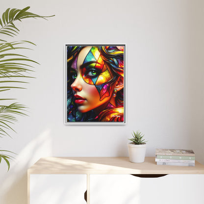 Through the Prism of Her Eyes- Wood Framed Canvas AI Art by Old Hippy