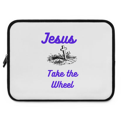 Jesus Take the Wheel Laptop Sleeve — Christian Cross Laptop Case