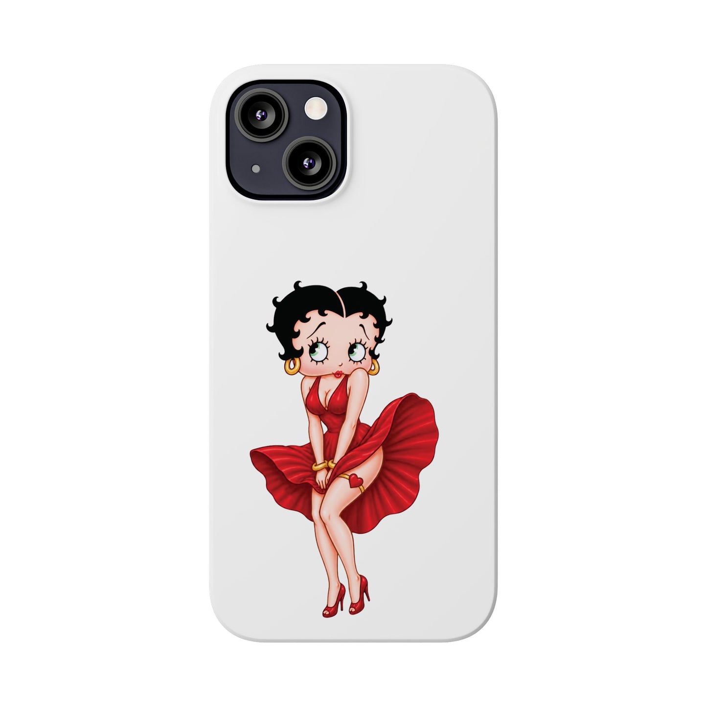 Betty Boop Red Dress Slim iPhone Case — Retro Pin-Up Cartoon Phone Cover