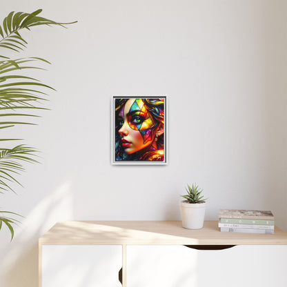Through the Prism of Her Eyes- Wood Framed Canvas AI Art by Old Hippy