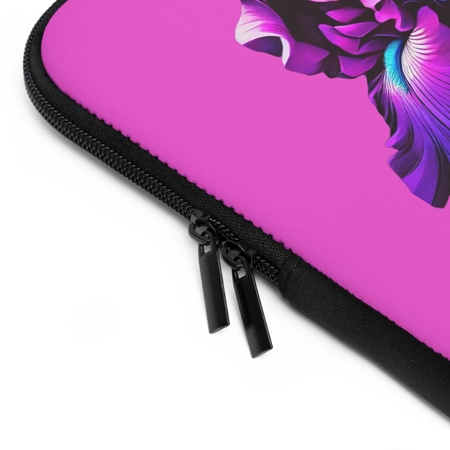 Vivid Neon Iris Laptop Sleeve — Pink Floral Protective Case