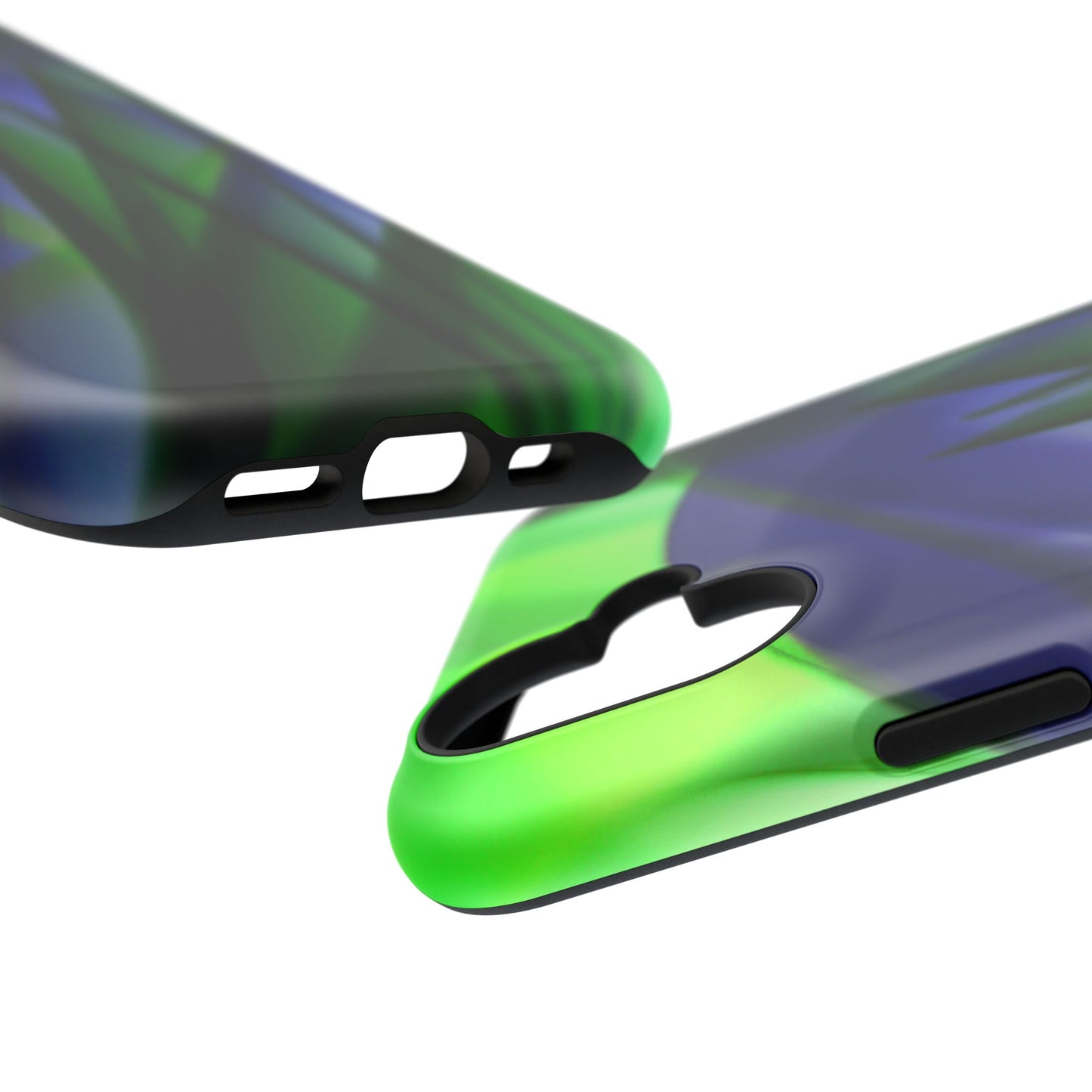 — Green Blue Abstract Wave Design Impact-Resistant Phone Case