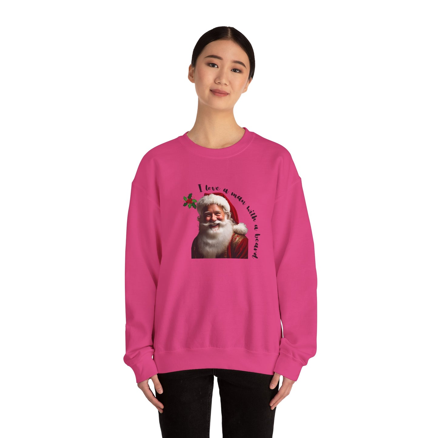 I love a Man with a Beard Christmas Unisex Heavy Blend™ Crewneck Sweatshirt