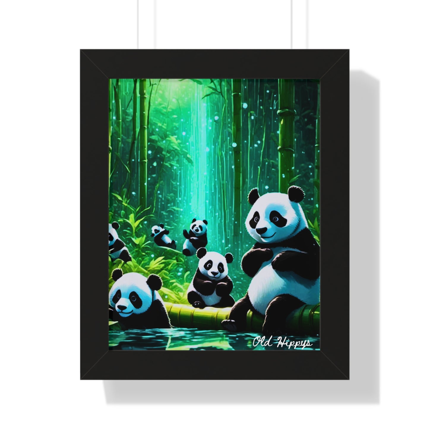 Whimsical Panda Forest Framed Poster - Perfect for Nature Lovers & Home Decor