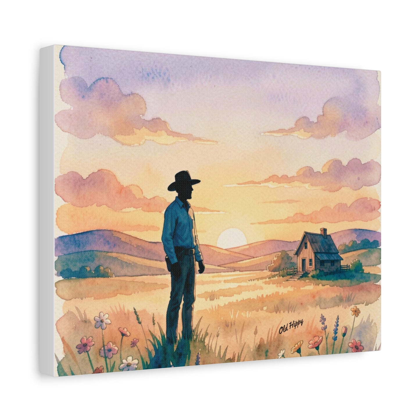 The Last Light Over the Homestead AI Canvas by Old Hippy
