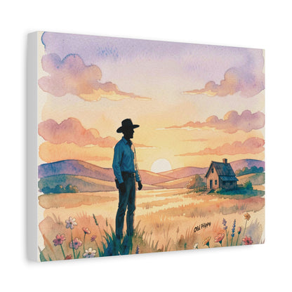 The Last Light Over the Homestead AI Canvas by Old Hippy