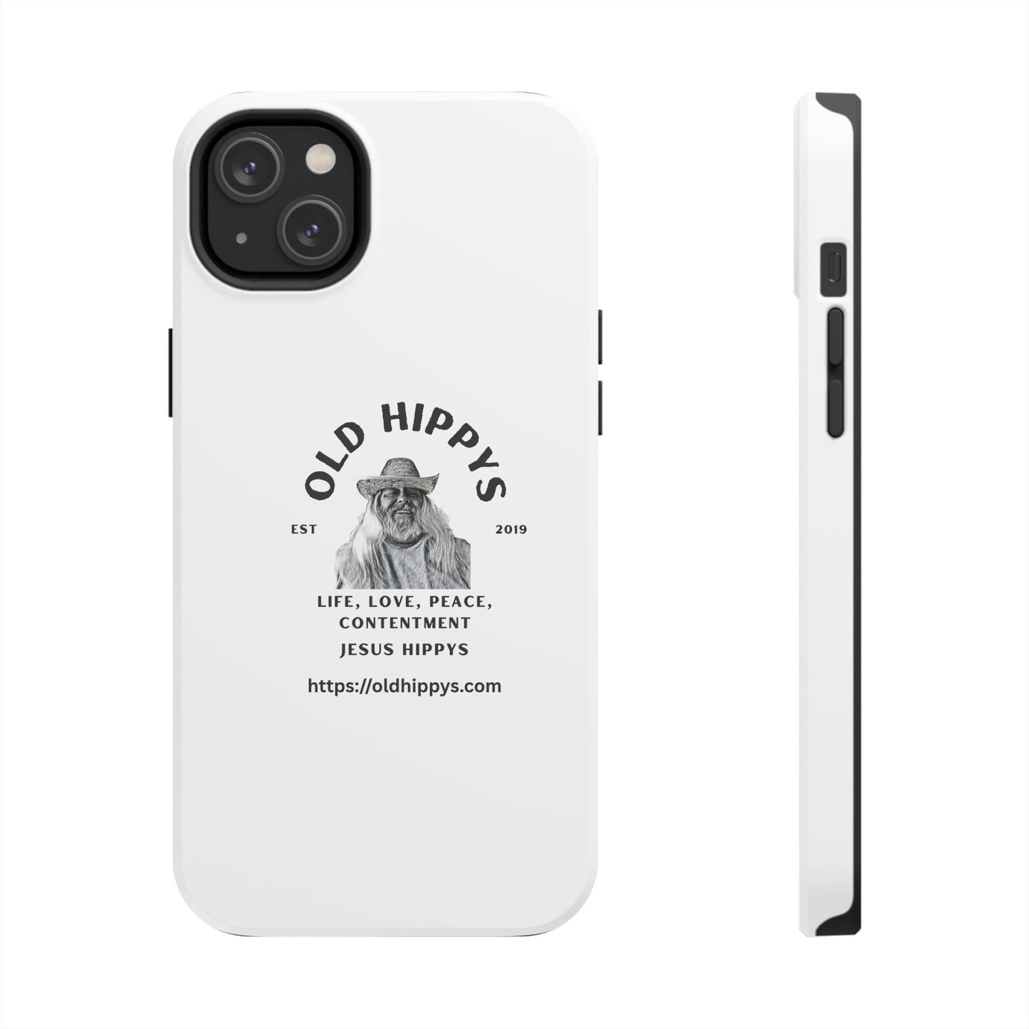 Old Hippys Phone Case — 'Life, Love, Peace, Contentment' Tough Protective Case