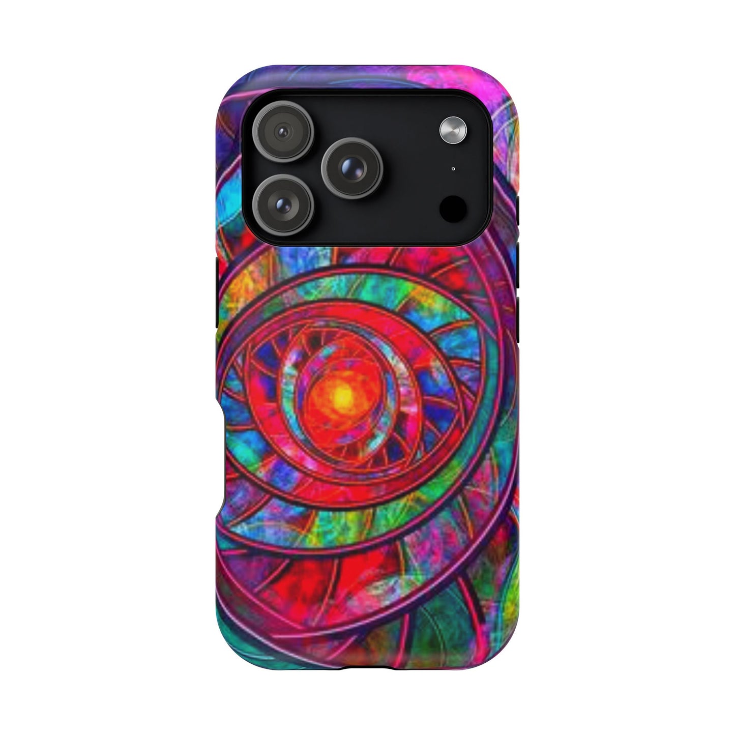 Protective Phone Case — Vibrant Abstract Mandala Impact-Resistant Design