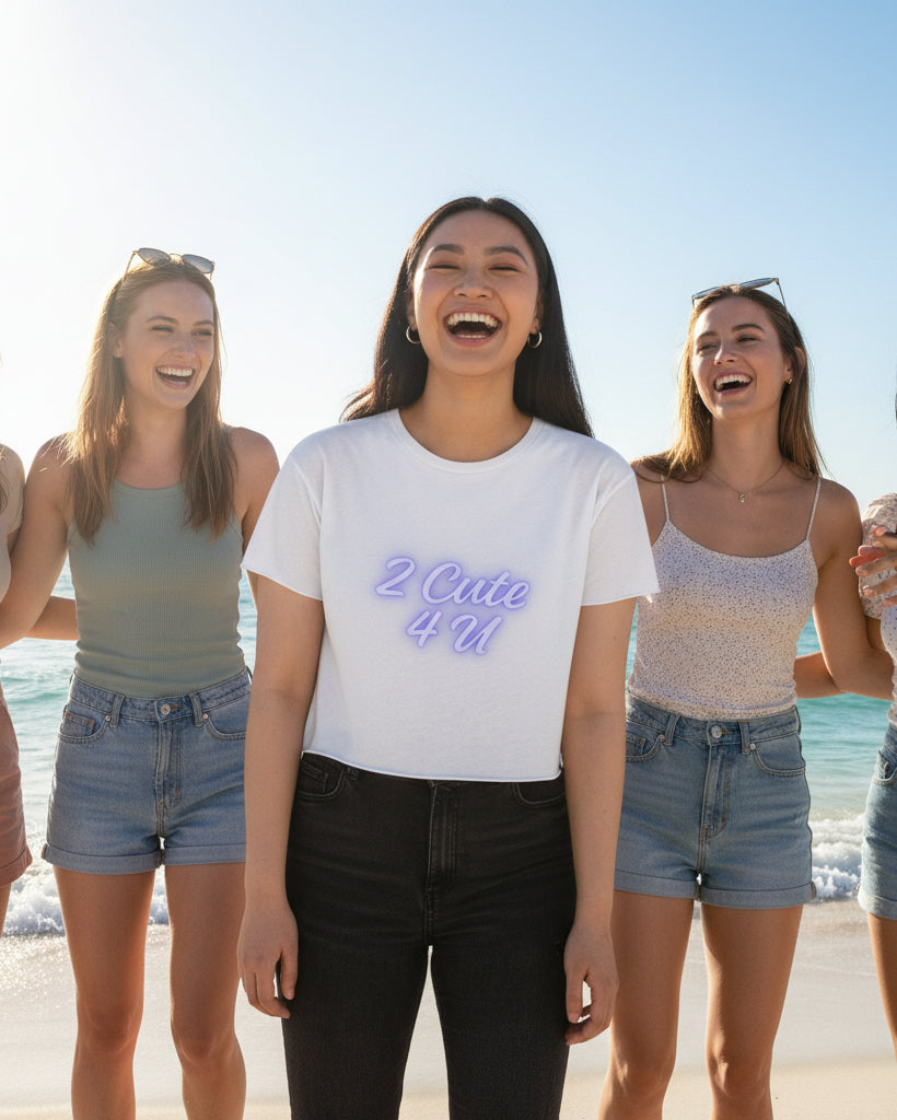 Sassy & Sweet Crop Top – “2 Cute 4 U” Tee