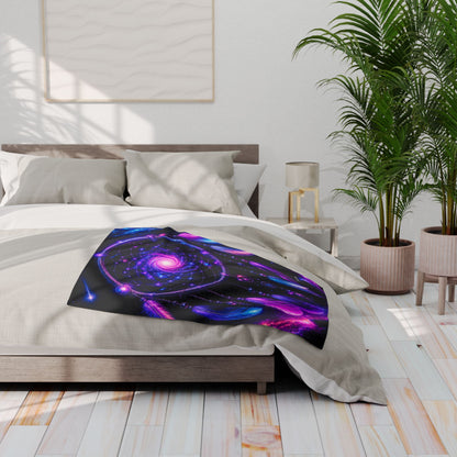 Boho Neon Dreamcatcher Arctic Fleece Blanket — Colorful Spiritual Native-Inspired Throw