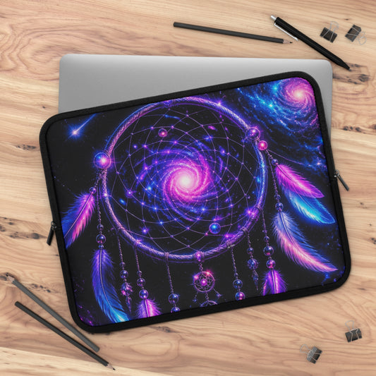 Cosmic Dreamcatcher Laptop Sleeve — Neon Boho Protective Case