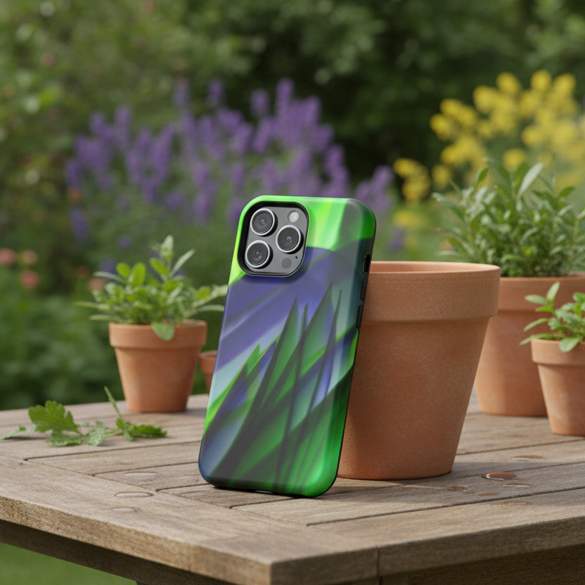— Green Blue Abstract Wave Design Impact-Resistant Phone Case