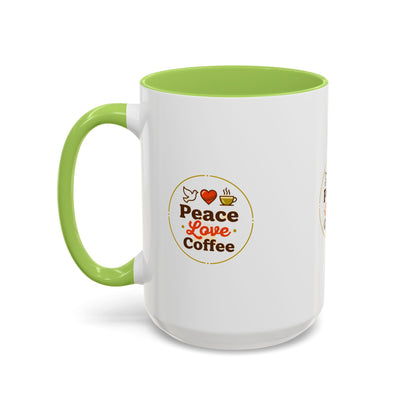 Peace Love Coffee Accent Mug - 11/15oz Ceramic Coffee Cup