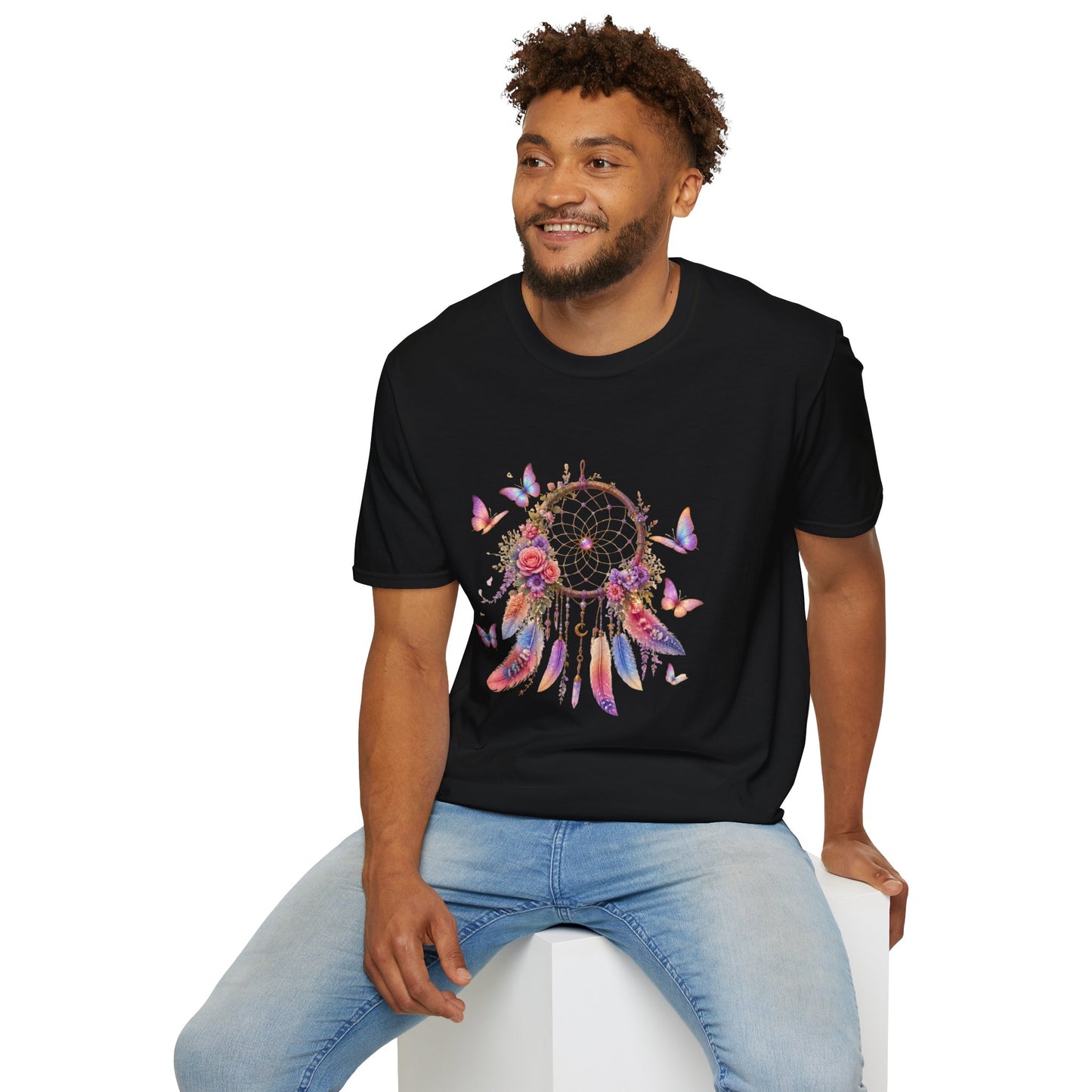 Pastel Dreamcatcher T-Shirt with Butterflies