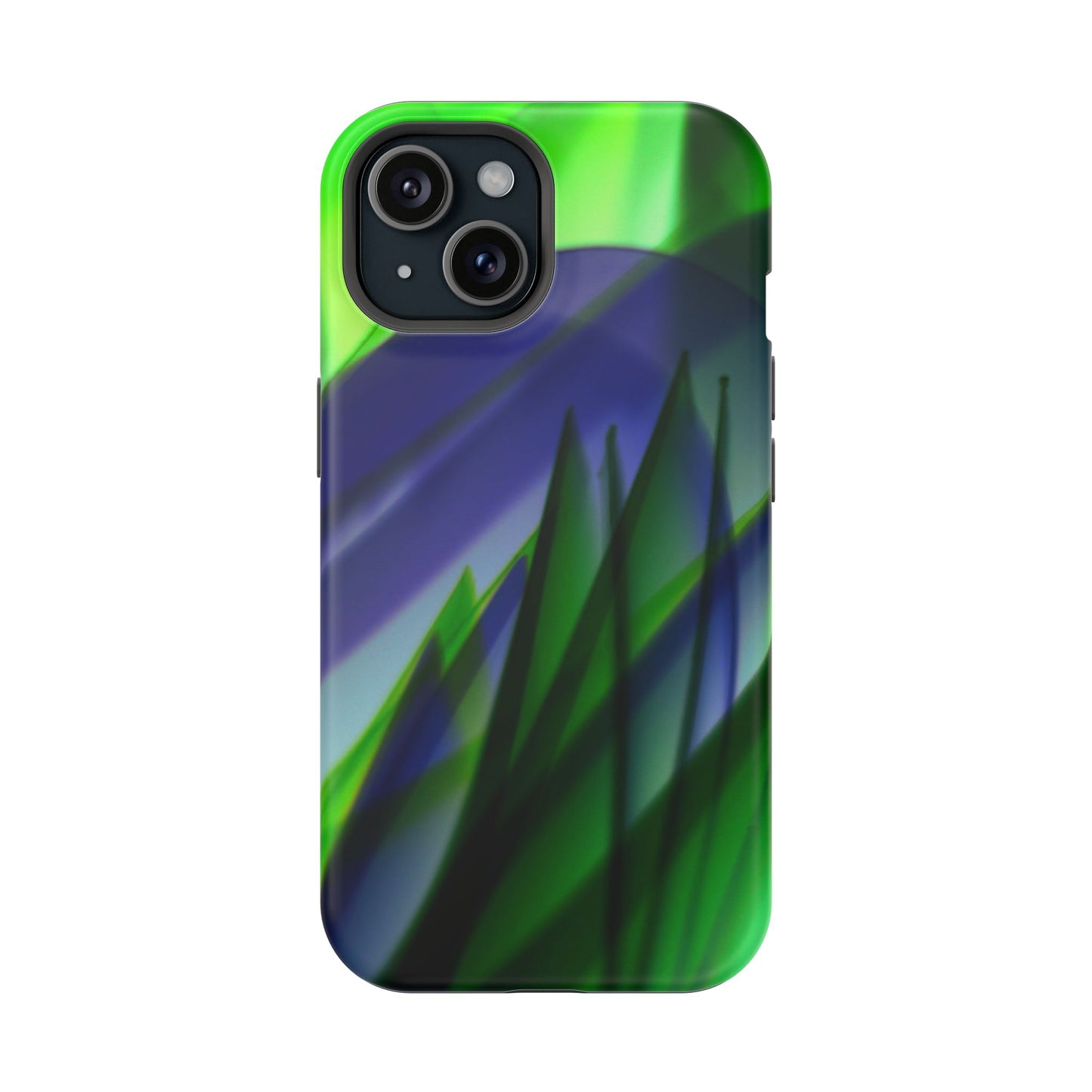 — Green Blue Abstract Wave Design Impact-Resistant Phone Case