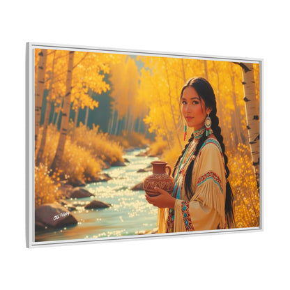 "Autumn Grace by the Stream" AI Wood Framed Canvas by Old Hippy