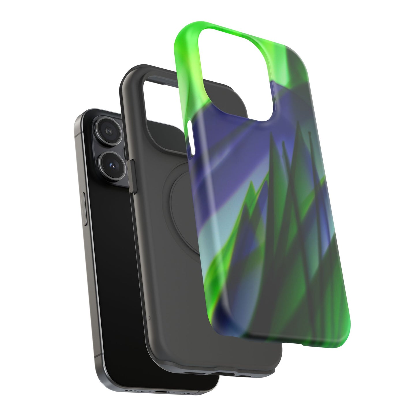 — Green Blue Abstract Wave Design Impact-Resistant Phone Case