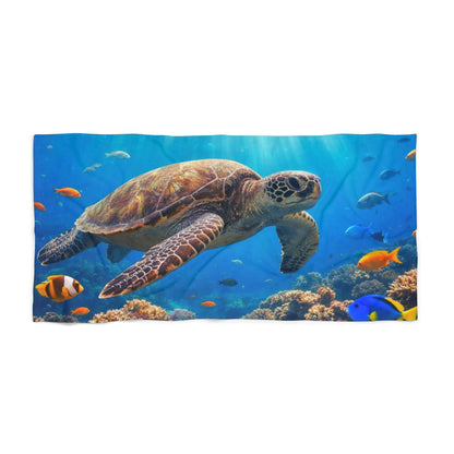 Sea Turtle Beach Towel - Vibrant Ocean Reef Design