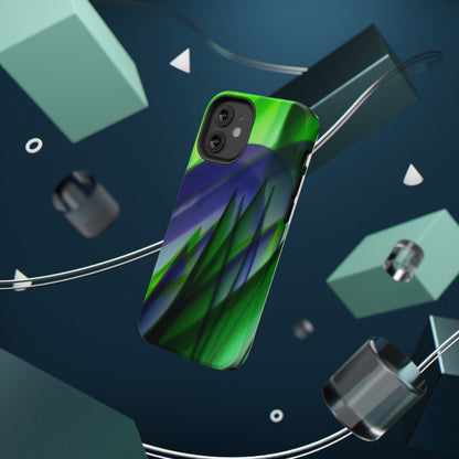 — Green Blue Abstract Wave Design Impact-Resistant Phone Case
