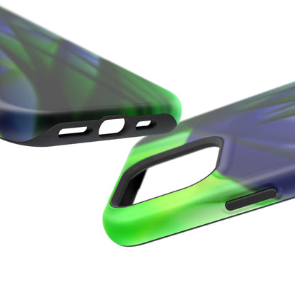 — Green Blue Abstract Wave Design Impact-Resistant Phone Case