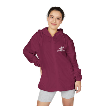 Windbreaker Jacket — John 3:16 & Cross Chest Logo