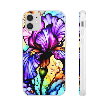 Stained Glass Iris Smartphone Case — Vibrant Purple Watercolor Phone Cover