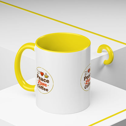 Peace Love Coffee Accent Mug - 11/15oz Ceramic Coffee Cup