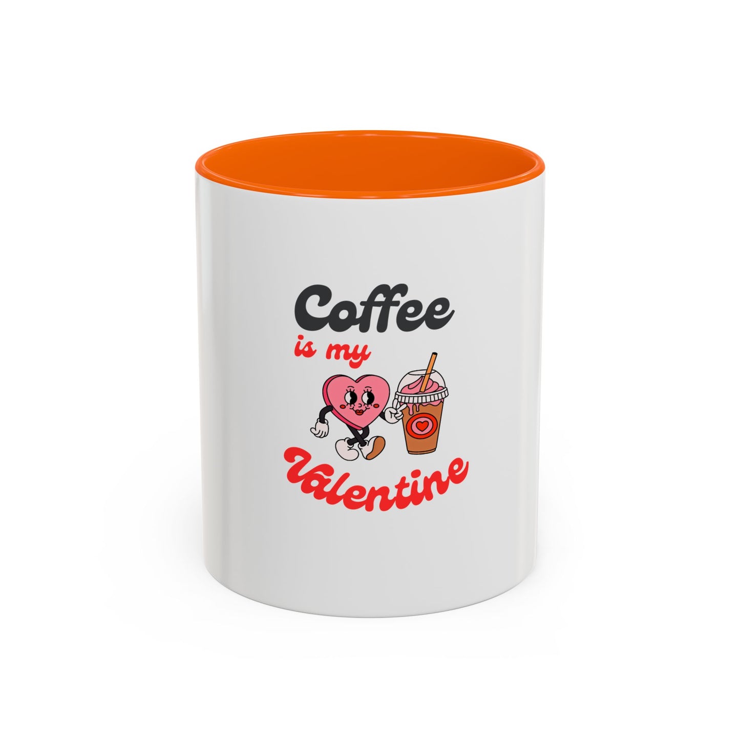 Coffee Is My Valentine Accent Mug — Cute Heart & Iced Coffee Gift (11/15oz)