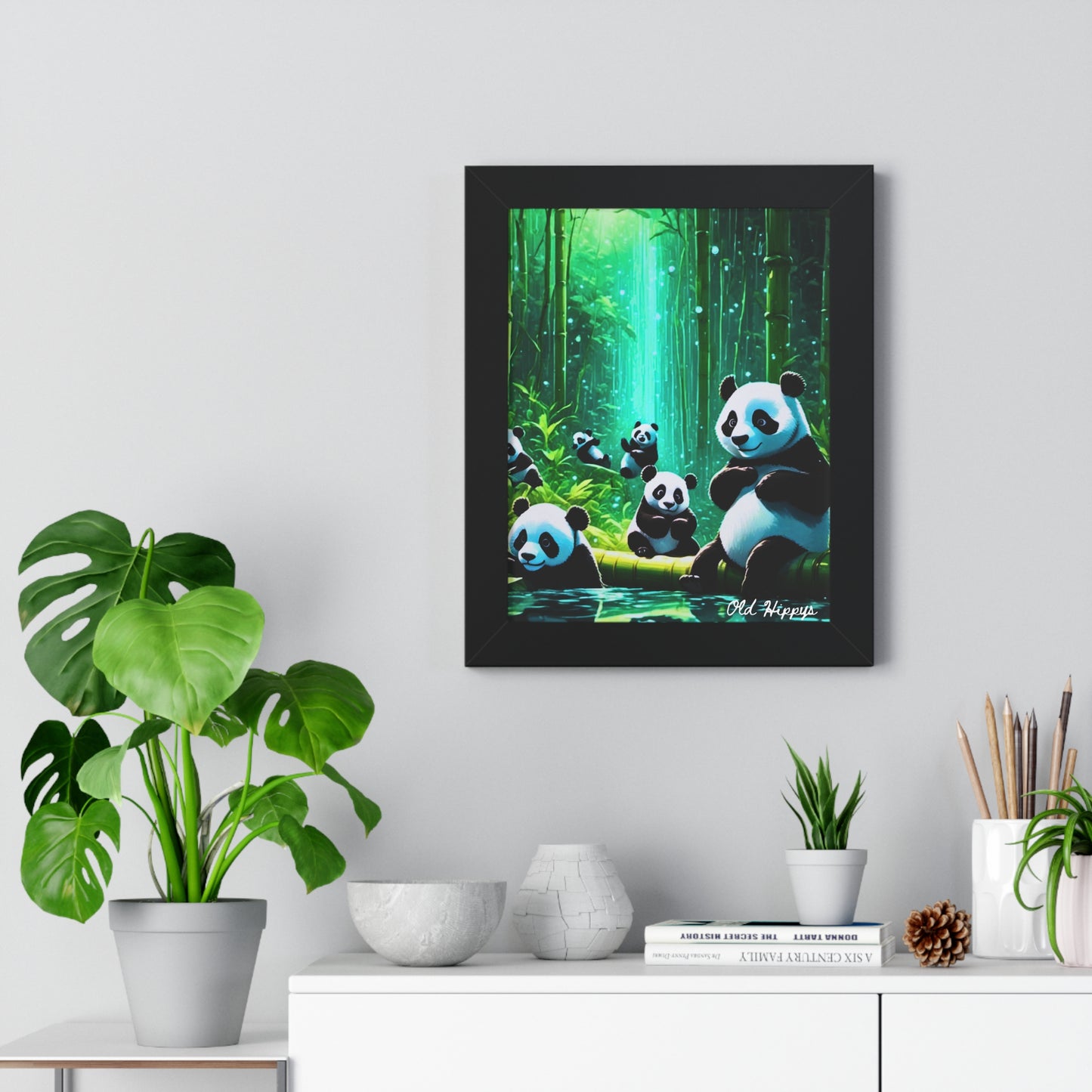 Whimsical Panda Forest Framed Poster - Perfect for Nature Lovers & Home Decor