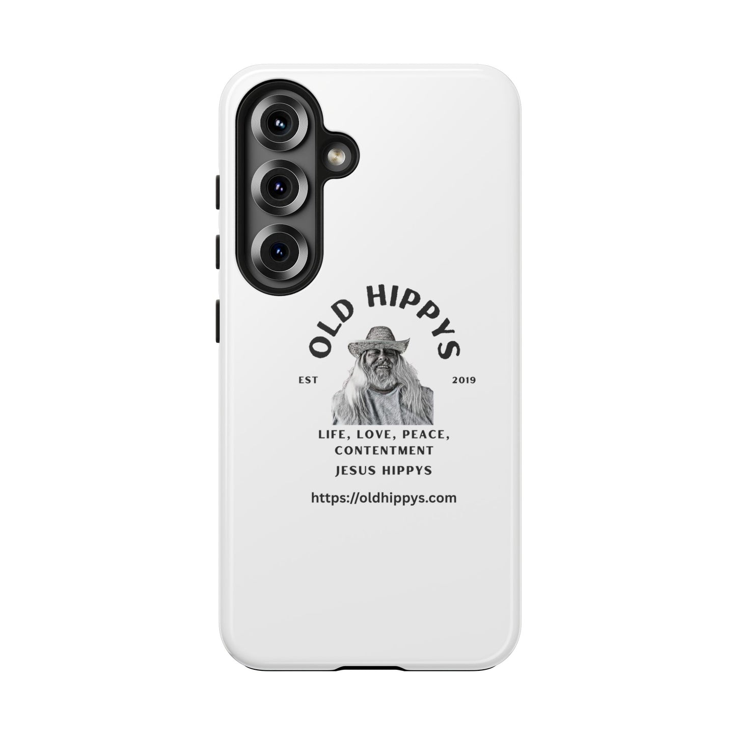 Old Hippys Phone Case — 'Life, Love, Peace, Contentment' Tough Protective Case