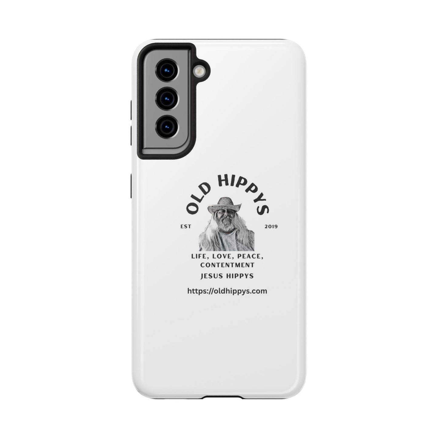 Old Hippys Phone Case — 'Life, Love, Peace, Contentment' Tough Protective Case