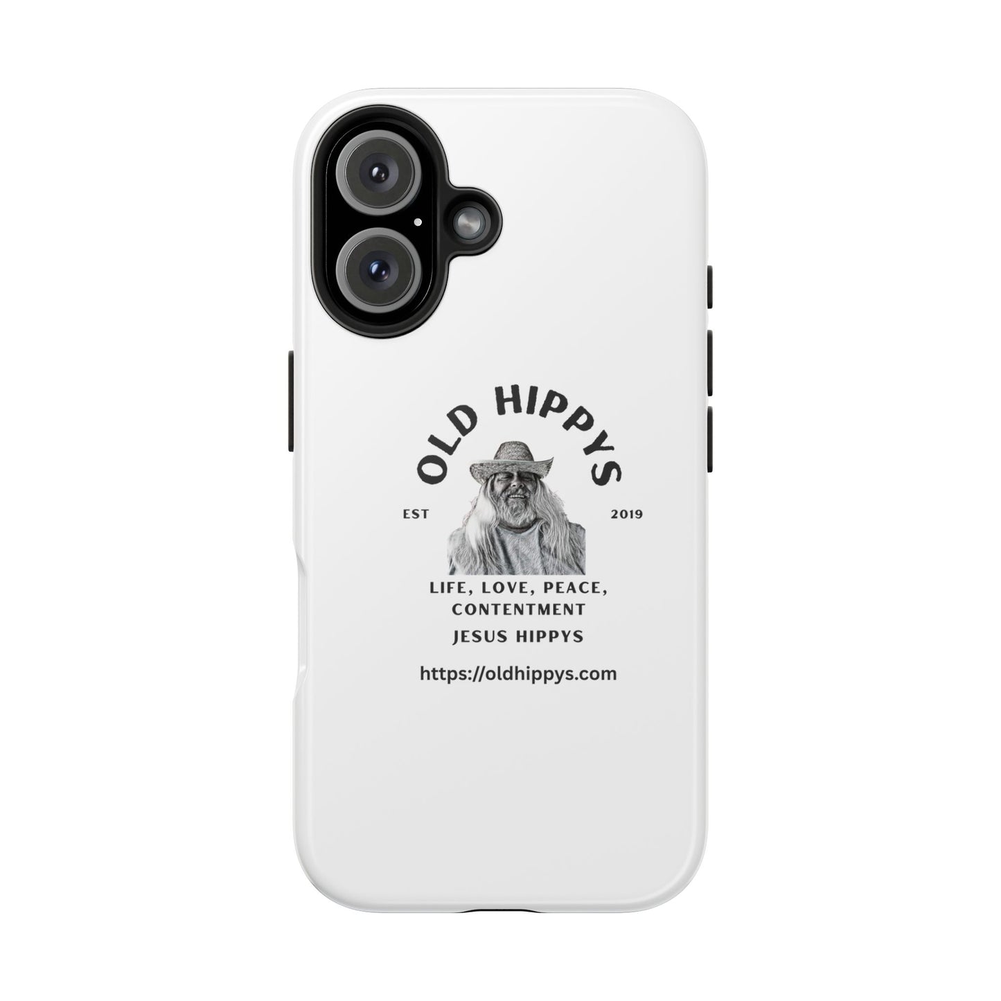 Old Hippys Phone Case — 'Life, Love, Peace, Contentment' Tough Protective Case