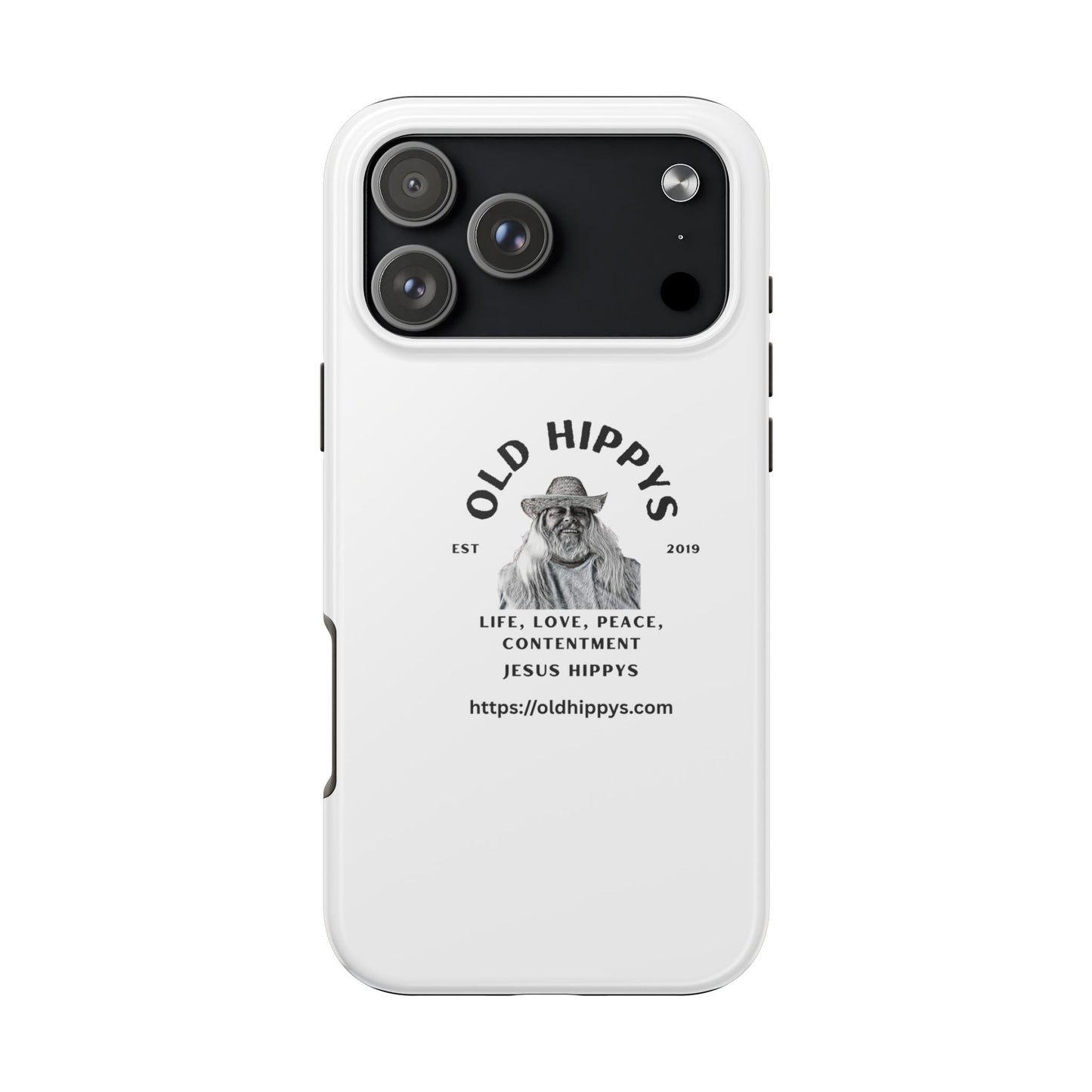 Old Hippys Phone Case — 'Life, Love, Peace, Contentment' Tough Protective Case