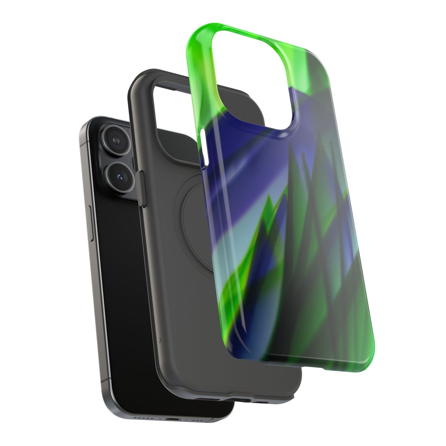 — Green Blue Abstract Wave Design Impact-Resistant Phone Case