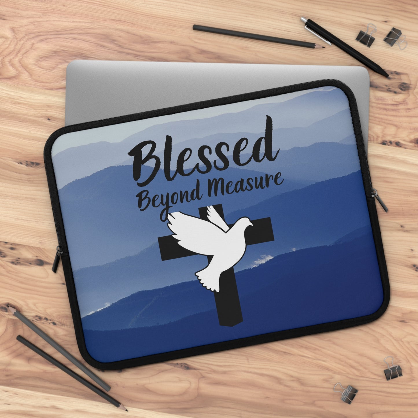 Blessed Beyond Measure Laptop Sleeve — Christian Dove & Cross Sleeve