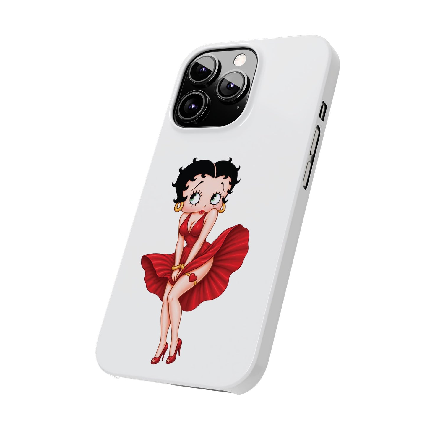 Betty Boop Red Dress Slim iPhone Case — Retro Pin-Up Cartoon Phone Cover
