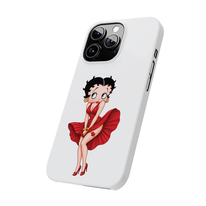 Betty Boop Red Dress Slim iPhone Case — Retro Pin-Up Cartoon Phone Cover