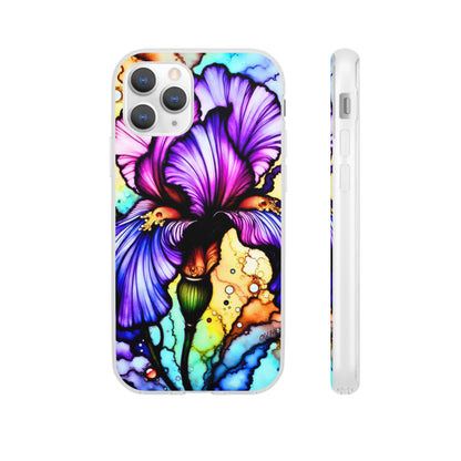 Stained Glass Iris Smartphone Case — Vibrant Purple Watercolor Phone Cover