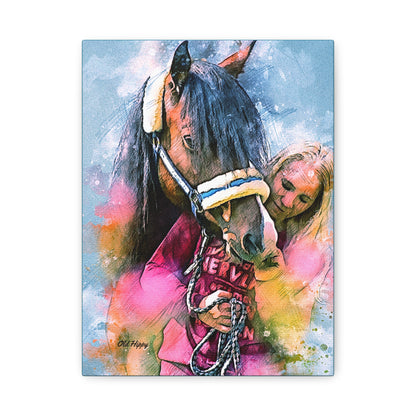 Kindred Spirits” – Girl and Horse Watercolor-Style Canvas