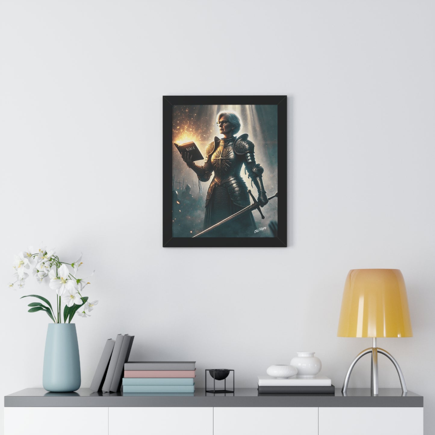 Mature Woman In Spiritual Warfare Wood Framed Poster