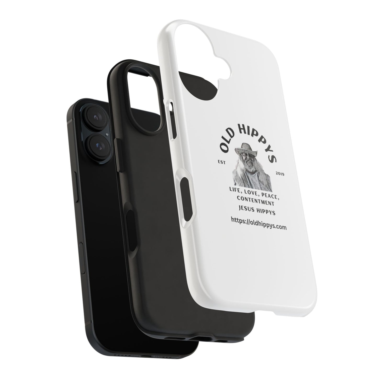 Old Hippys Phone Case — 'Life, Love, Peace, Contentment' Tough Protective Case