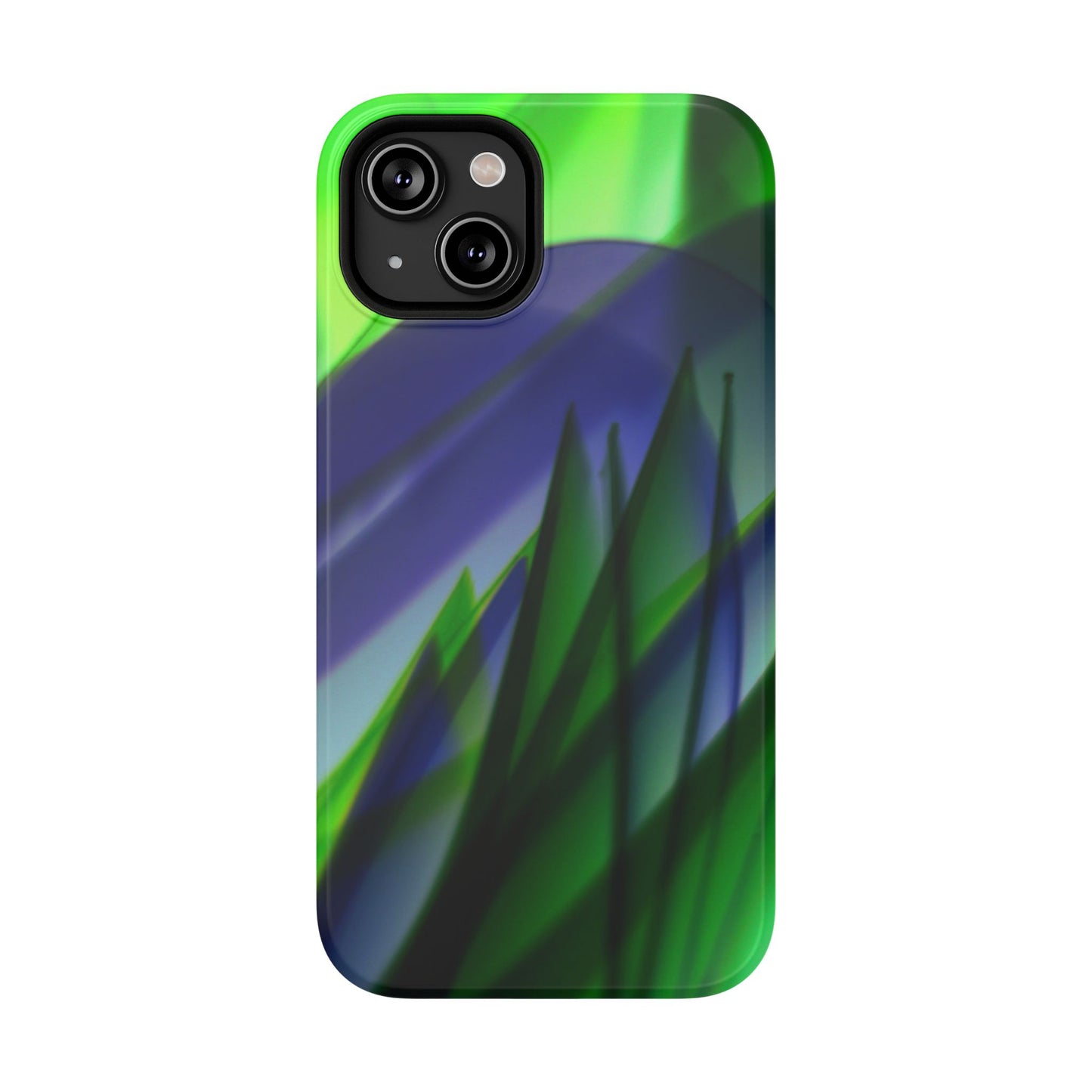 — Green Blue Abstract Wave Design Impact-Resistant Phone Case