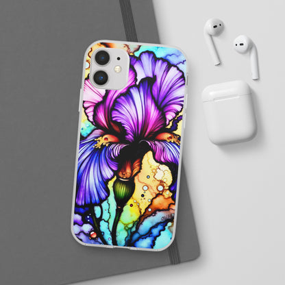 Stained Glass Iris Smartphone Case — Vibrant Purple Watercolor Phone Cover