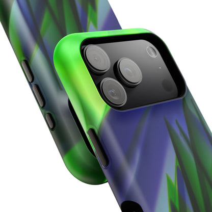 — Green Blue Abstract Wave Design Impact-Resistant Phone Case
