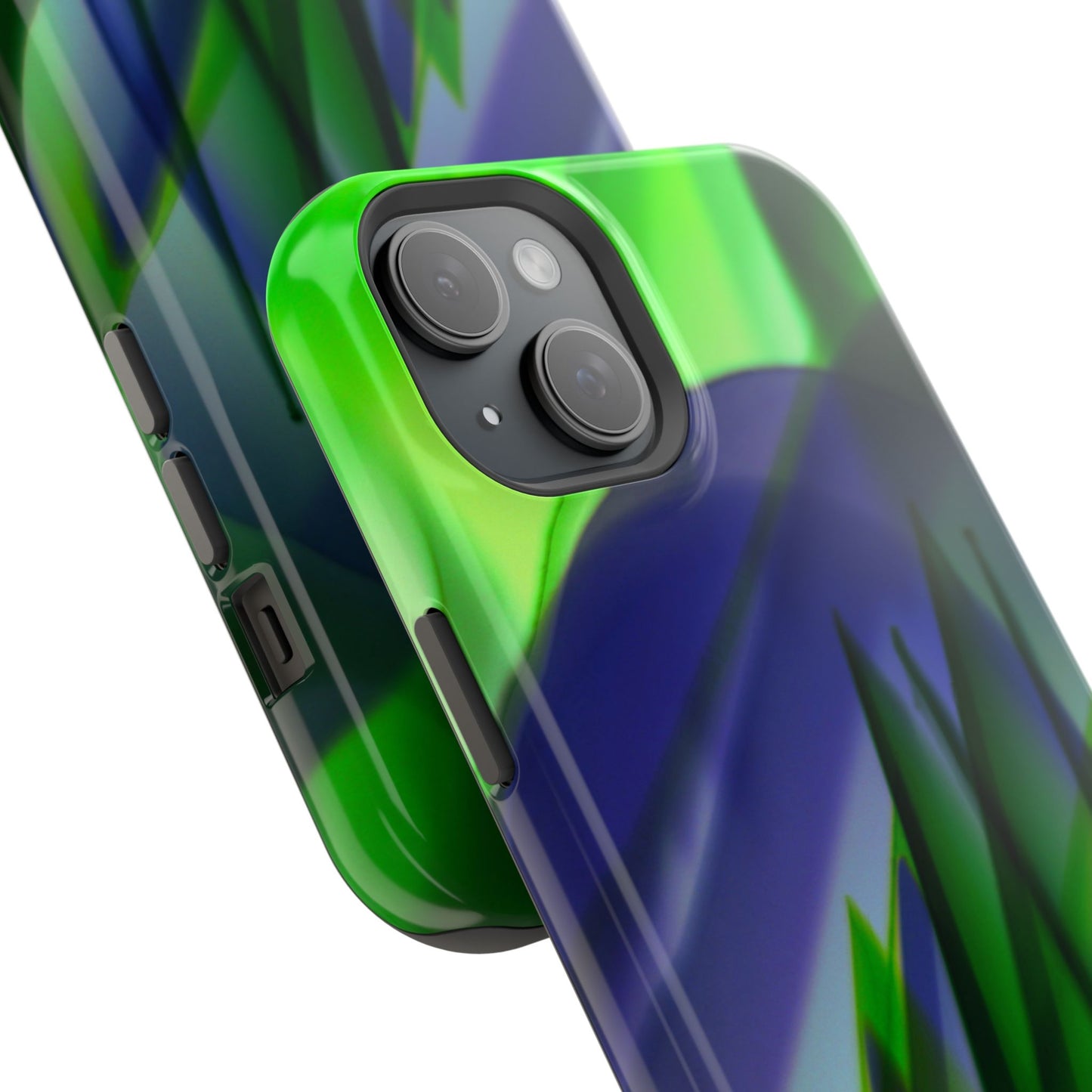 — Green Blue Abstract Wave Design Impact-Resistant Phone Case