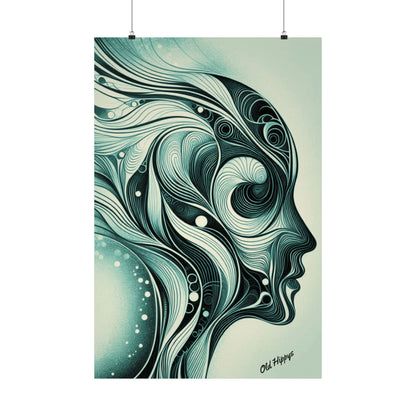 Abstract Silhouette in Green Matte Poster