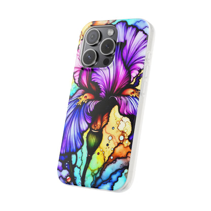 Stained Glass Iris Smartphone Case — Vibrant Purple Watercolor Phone Cover